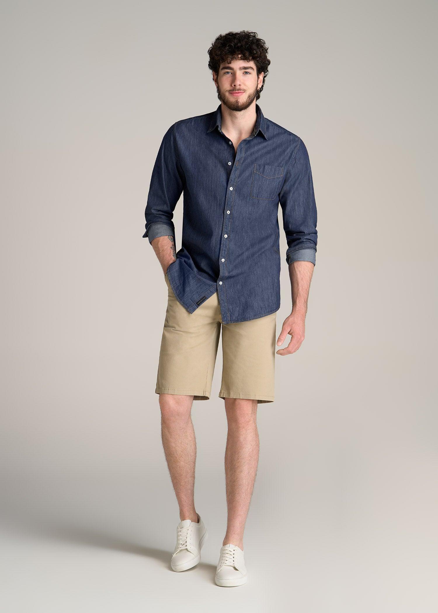 Chambray Button-Down Shirt for Tall Men in Dark Chambray Product Image