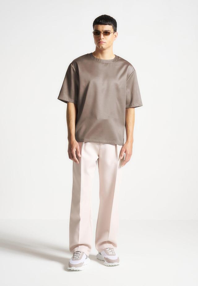 Satin Boxy Fit T-Shirt - Taupe Male Product Image