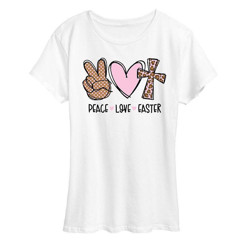 Womens Peace Love Easter Graphic Tee Grey Gray Product Image