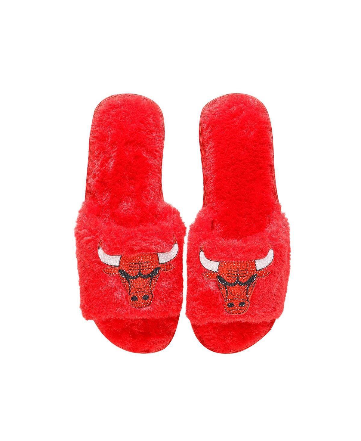 Womens FOCO Chicago Bulls Rhinestone Fuzzy Slippers Product Image