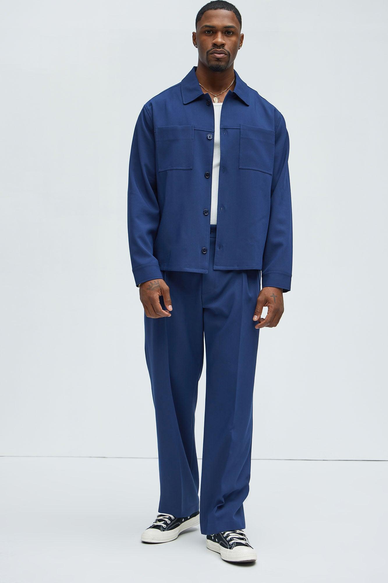 Ronan Relaxed Tapered Trousers - Navy Product Image