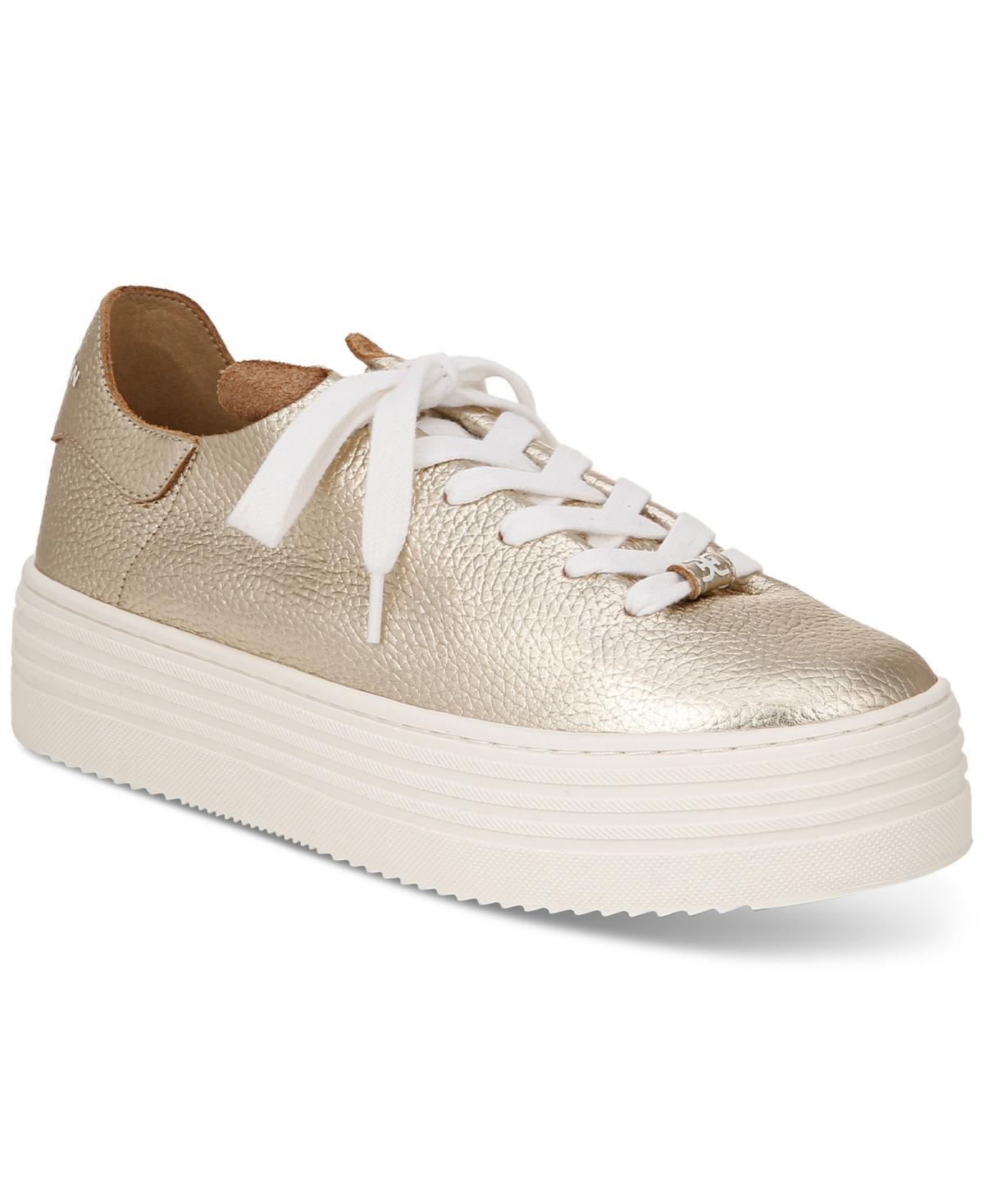 Sam Edelman Pippy Lace Up Platform Sneaker Molten Gold Leather 10.5 Product Image