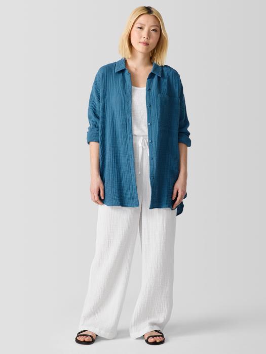 Organic Cotton Lofty Gauze Classic Collar Long Shirt Product Image