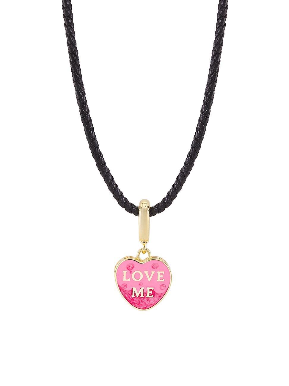 Womens 14K Yellow Gold & Leather Love Me Pendant Necklace Product Image