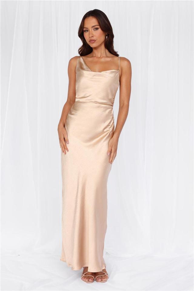 HELLO MOLLY The Madeline Cowl Satin Maxi Dress Champagne Product Image