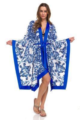 Blue Scroll Swimwear Kimono Product Image