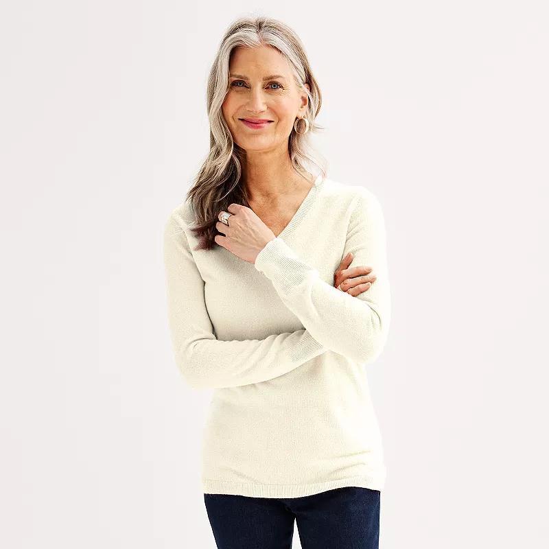 Womens Croft & Barrow The Extra Soft V-Neck Sweater Product Image