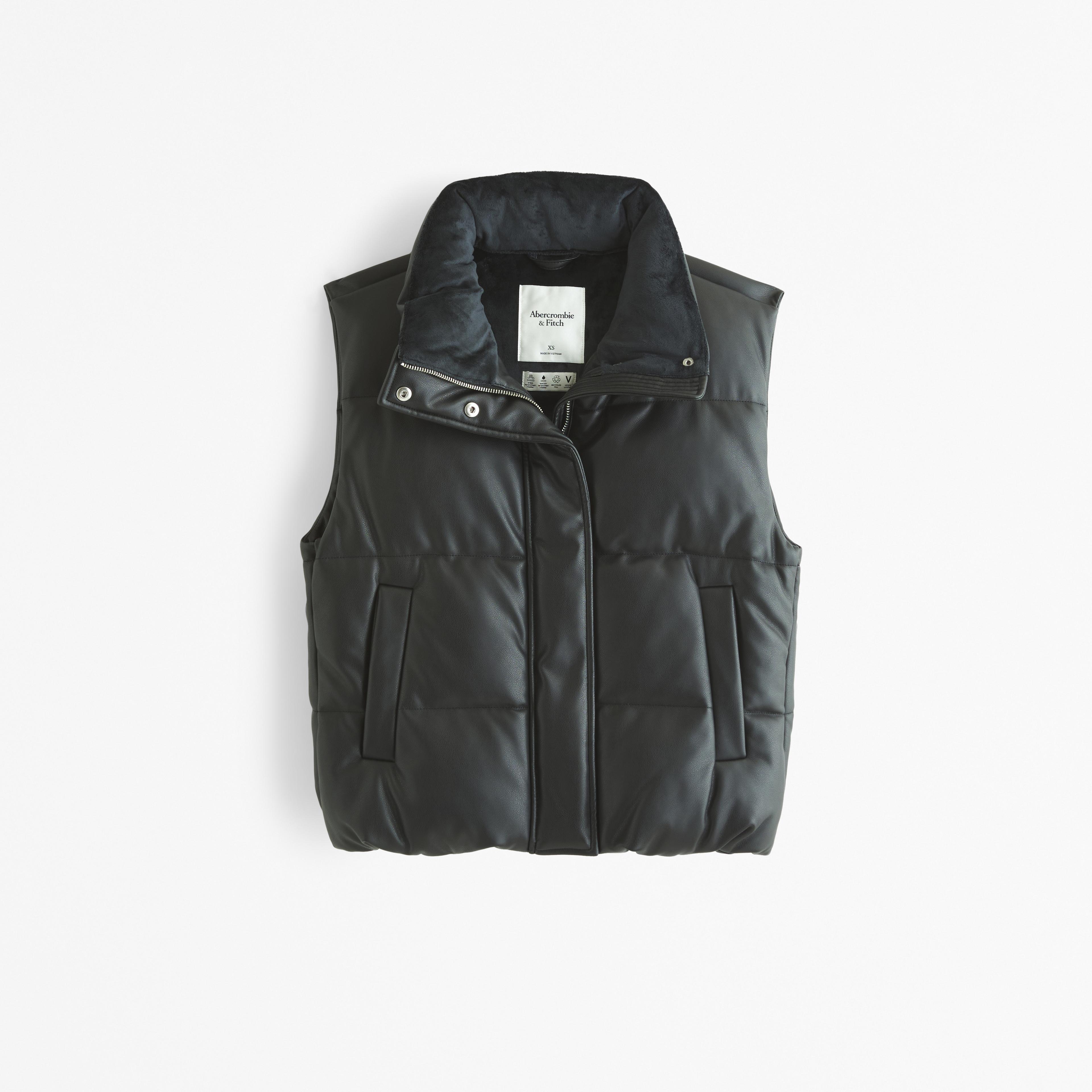 Vegan Leather Puffer Vest Product Image