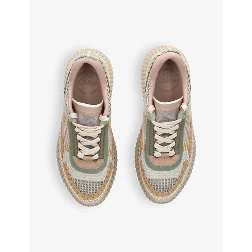 CHLOÉ Nama Stitch Walking Sneakers In Pale Green Product Image