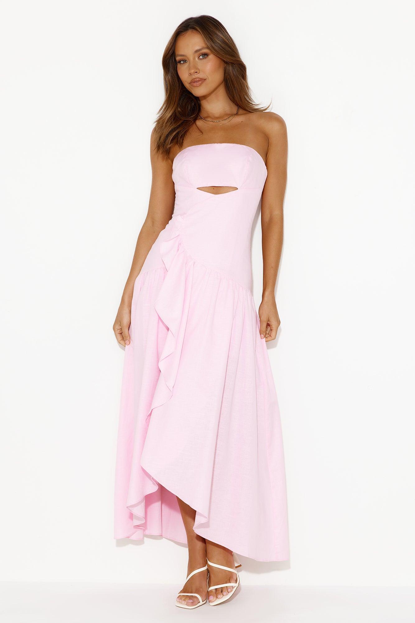 Carnival Candy Floss Strapless Midi Dress Pink Product Image