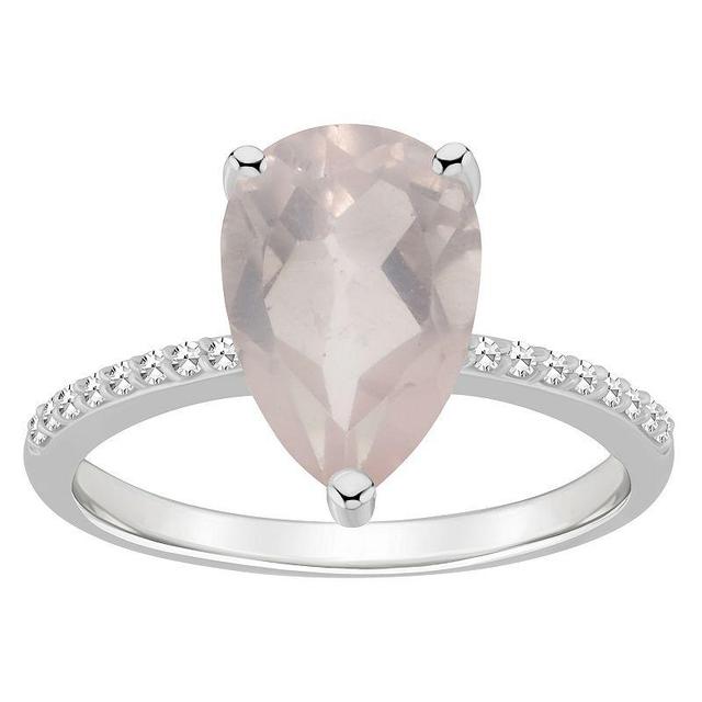 Macys Womens Rose Quartz (2-3/4 ct.t.w.) and Diamond (1/10 ct.t.w.) Ring in Sterling Silver Product Image