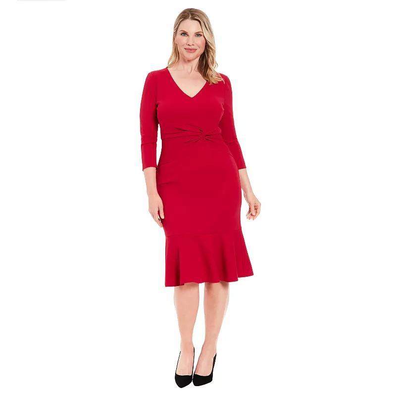 Womens London Times V-Neck Side Twist Midi Dress Product Image