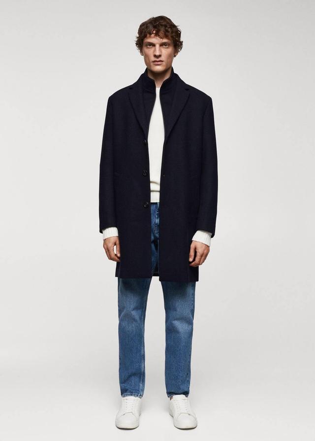 MANGO MAN - Wool coat with detachable collar dark navyMen Product Image