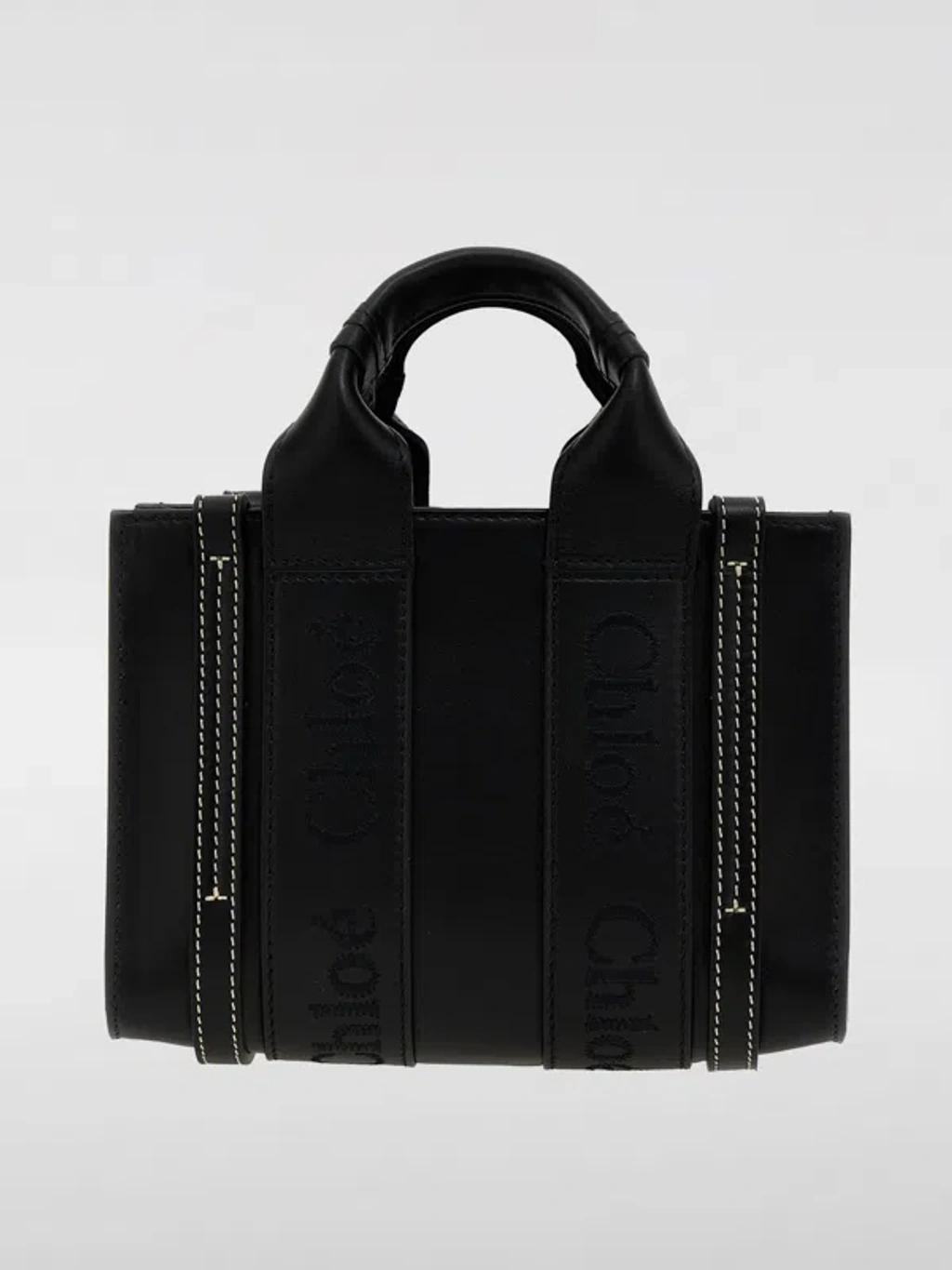 Chloe Woody Mini Black Leather Bag Women Product Image