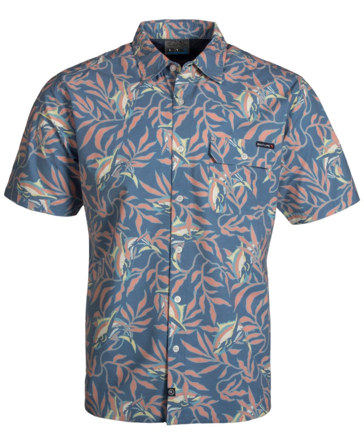 Salt Life Mens Hide N Sea Graphic Print Short-Sleeve Button-Up Shirt Product Image