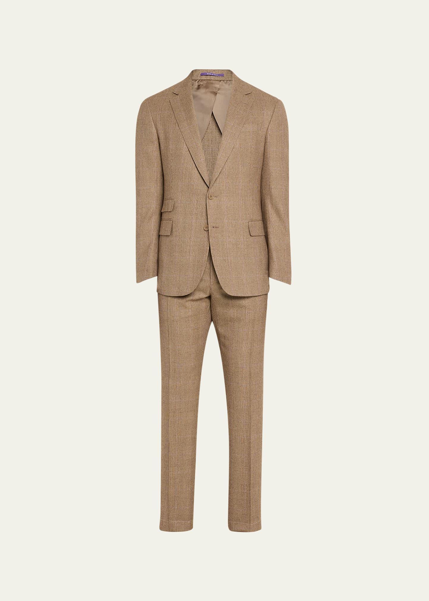 Mens Kent Hand-Tailored Plaid Wool and Cashmere Suit Product Image