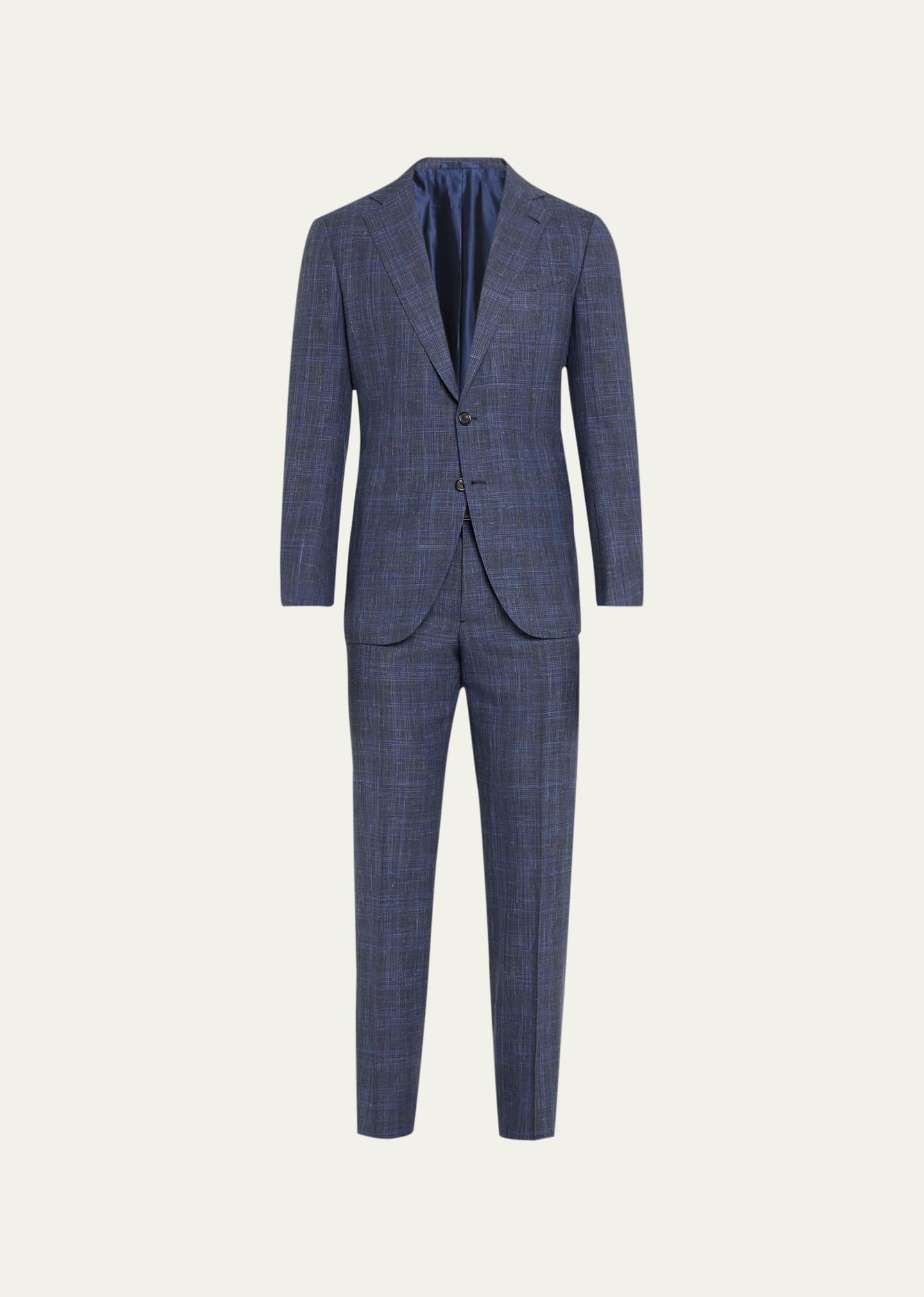 Mens Wool-Blend Plaid Suit Product Image