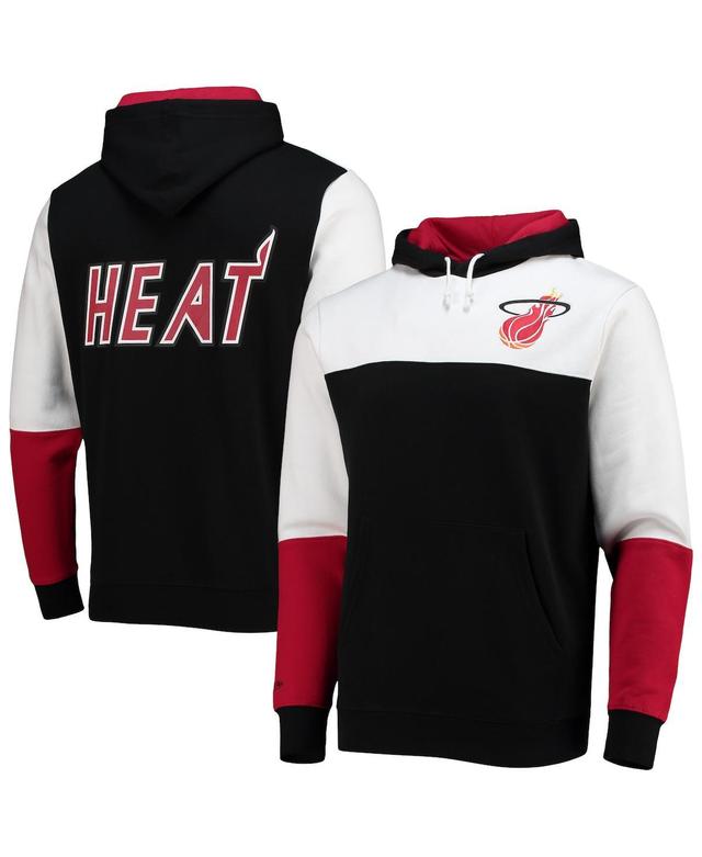 Mens Mitchell & Ness Black Miami Heat Hardwood Classics Fusion 2.0 Colorblock Pullover Hoodie Product Image