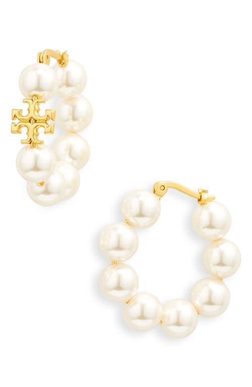 Womens Kira 14K-Gold-Plated & Faux Pearl Hoop Earrings Product Image