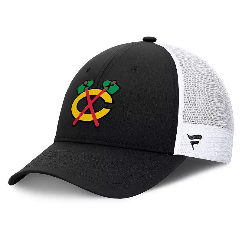 Mens Fanatics /White Chicago hawks Authentic Pro Simple Rink Trucker Adjustable Hat Product Image