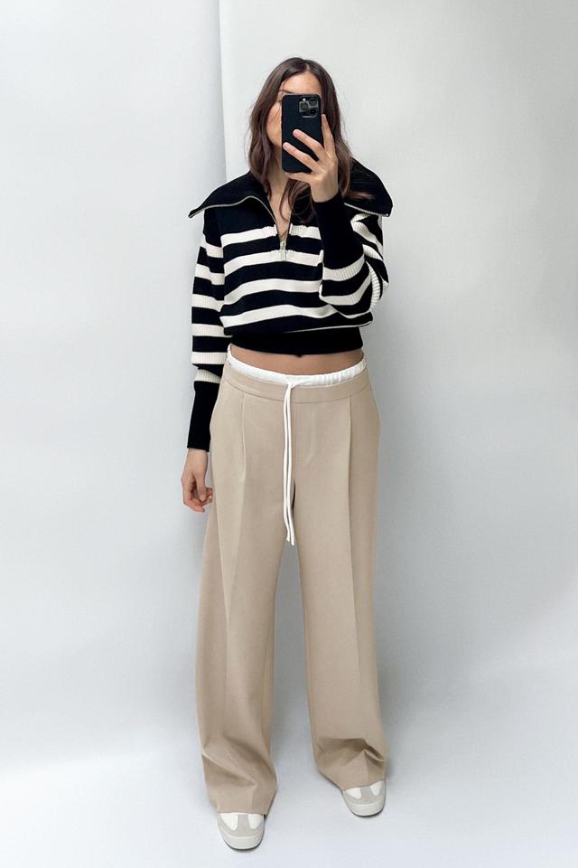 DOUBLE WAIST WIDE LEG PANTS Product Image