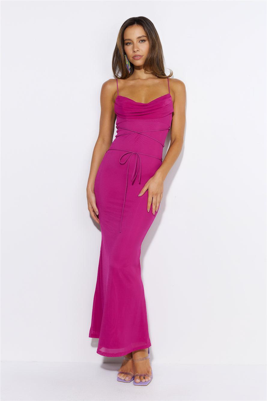 Hourglass Love Mesh Maxi Dress Berry Product Image