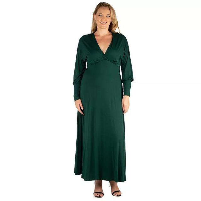 Plus Size 24seven Comfort Apparel V-Neck Long Sleeve Maxi Dress, Womens Product Image