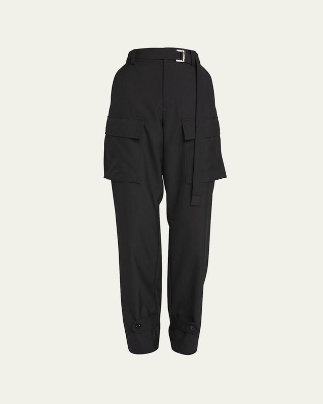 Belted Wool Cargo Trousers Product Image