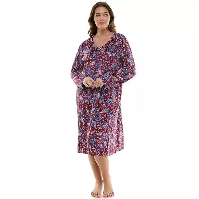 Plus Size Croft & Barrow Rib Velour Sleepshirt, Womens Product Image