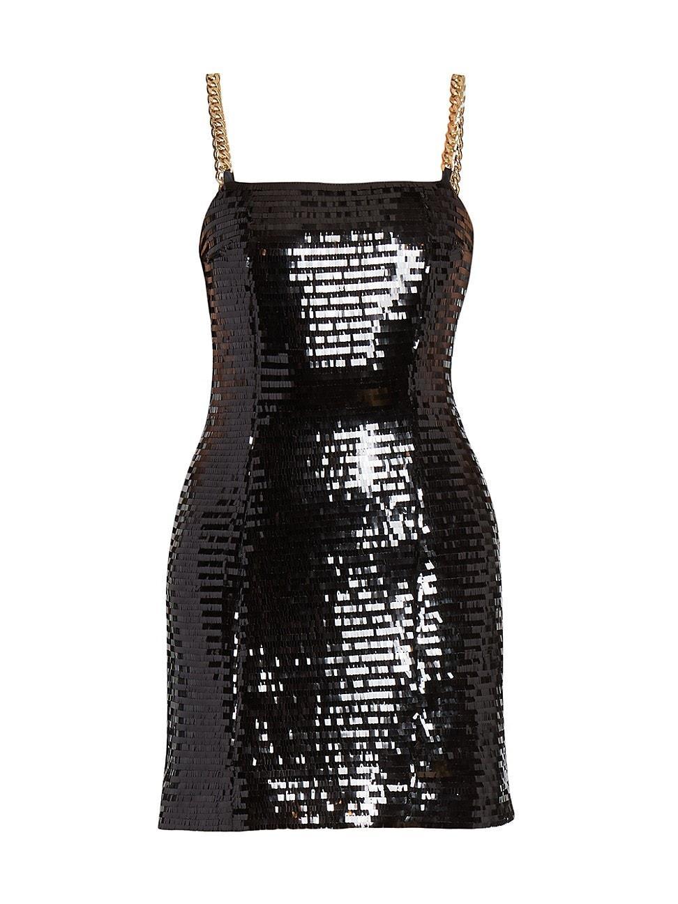 Womens Sequined Chain-Strap Minidress Product Image