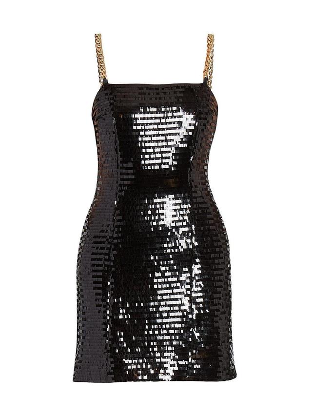 Womens Sequined Chain-Strap Minidress Product Image