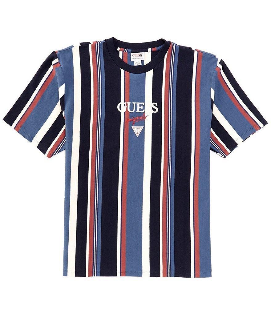 Guess Vertical Stripe Short Sleeve T-Shirt Product Image