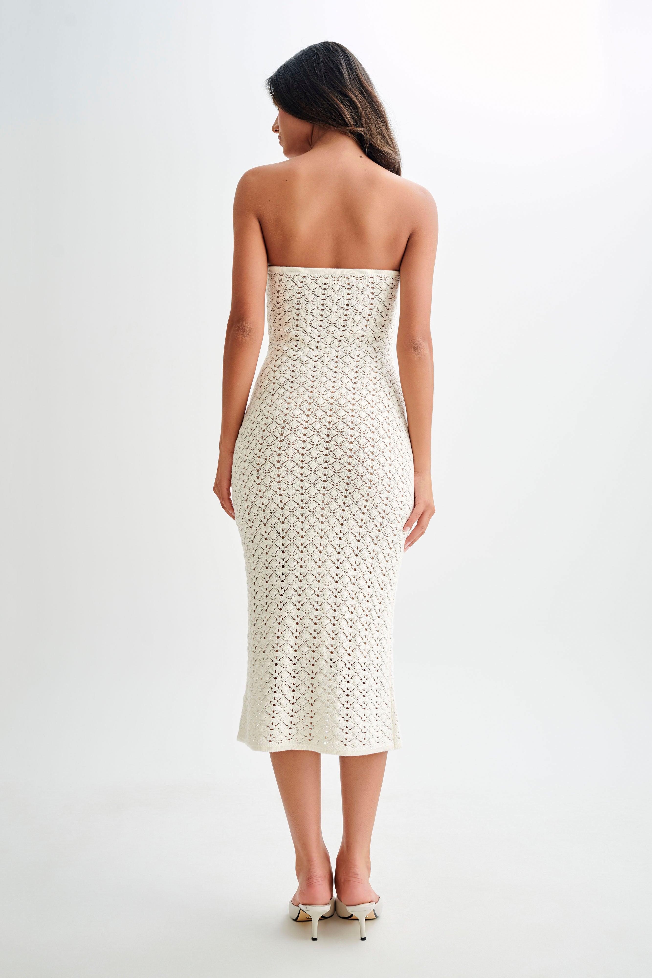 Delia Strapless Knit Midi Dress - Ivory Product Image