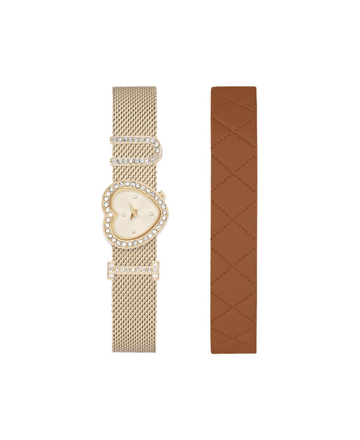 Jessica Carlyle Womens Shiny Gold-Tone Bracelet Analog Watch 21mm with Interchangeable Leather Strap Product Image