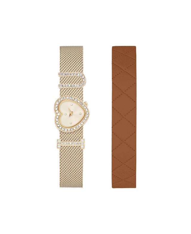 Jessica Carlyle Womens Shiny Gold-Tone Bracelet Analog Watch 21mm with Interchangeable Leather Strap Product Image