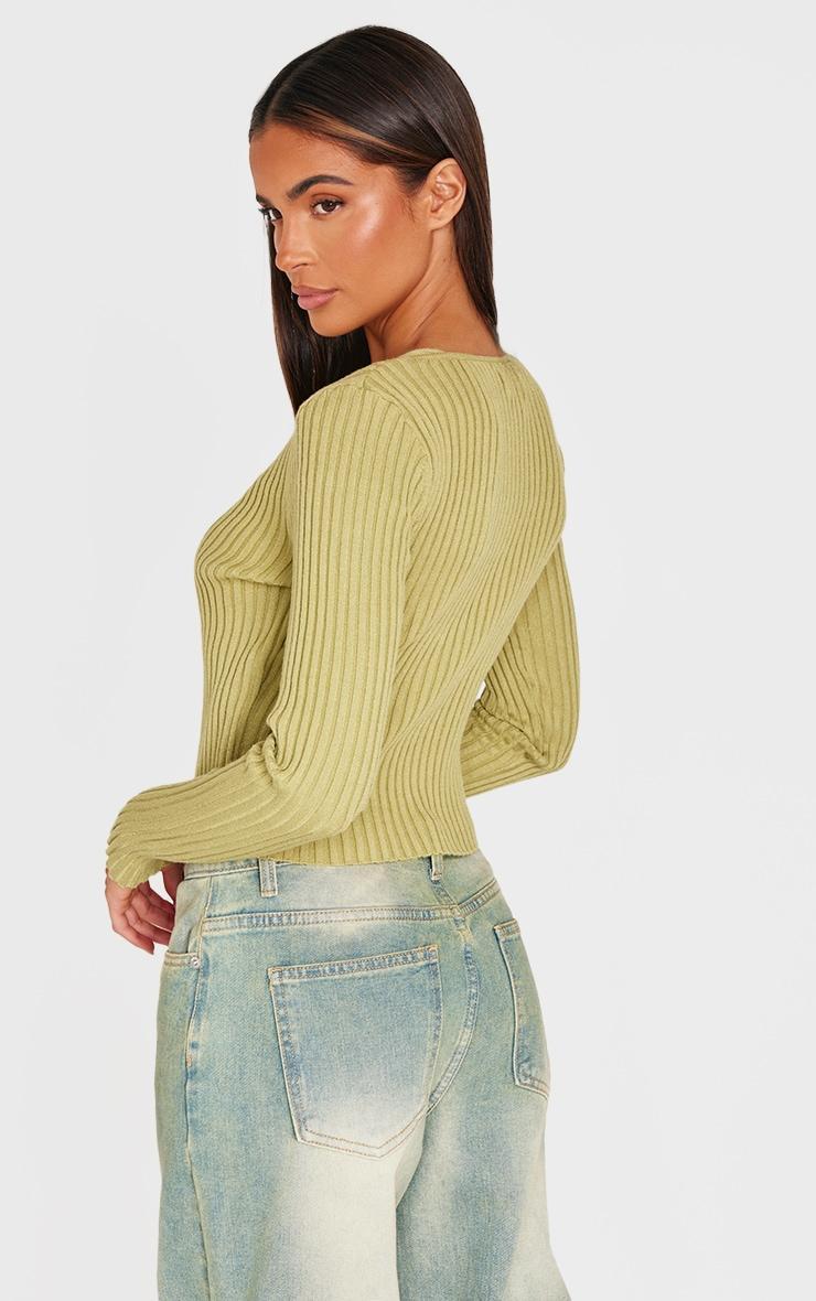 Olive Knit Double Layer Top Product Image