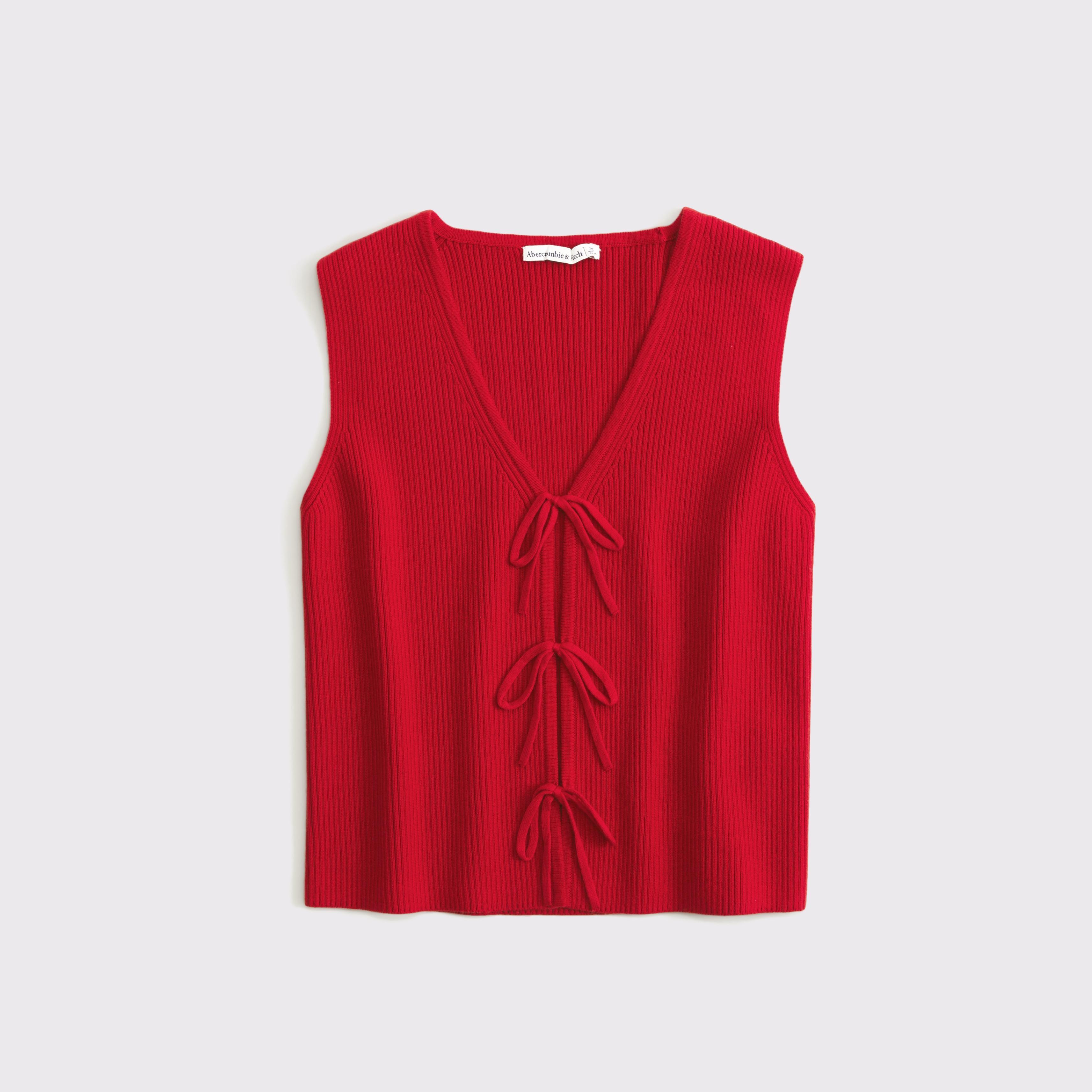 Tie-Front V-Neck Sweater Vest Product Image