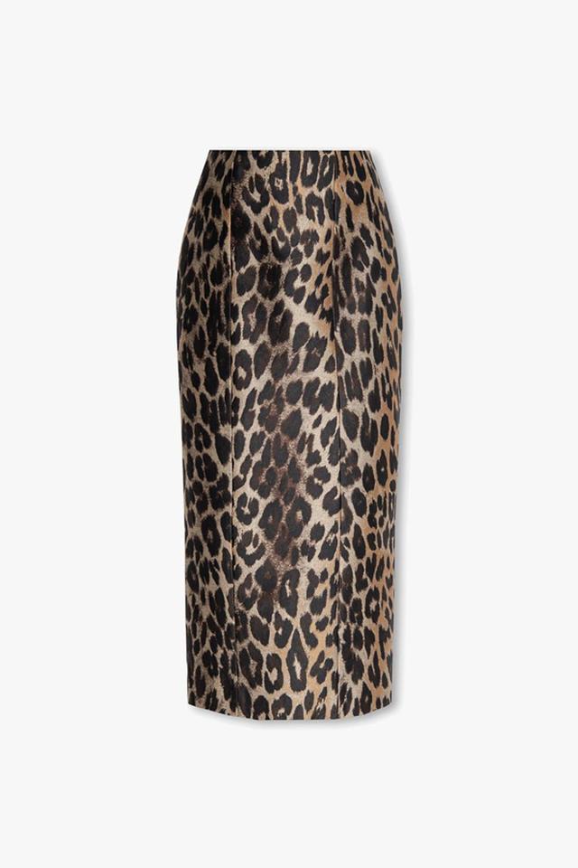 Leopard Jacquard Midi Pencil Skirt In Natural Print Product Image