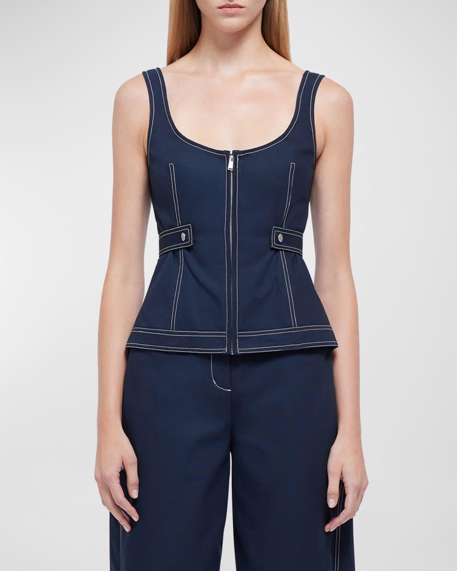 Dolce Topstitched Sleeveless Zip-Up Top Product Image