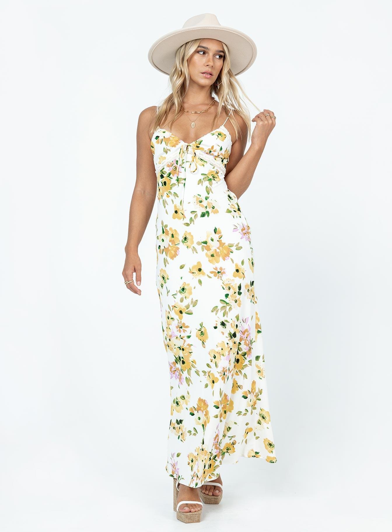 Emily Maxi Dress White / Yellow Floral Product Image