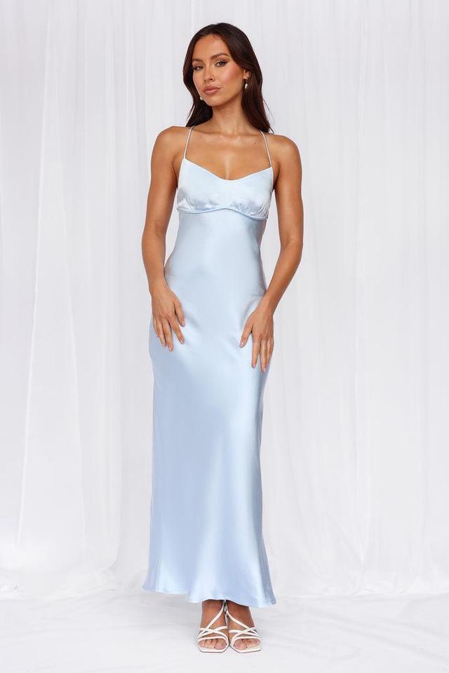 HELLO MOLLY The Samara Satin Maxi Dress Blue Product Image