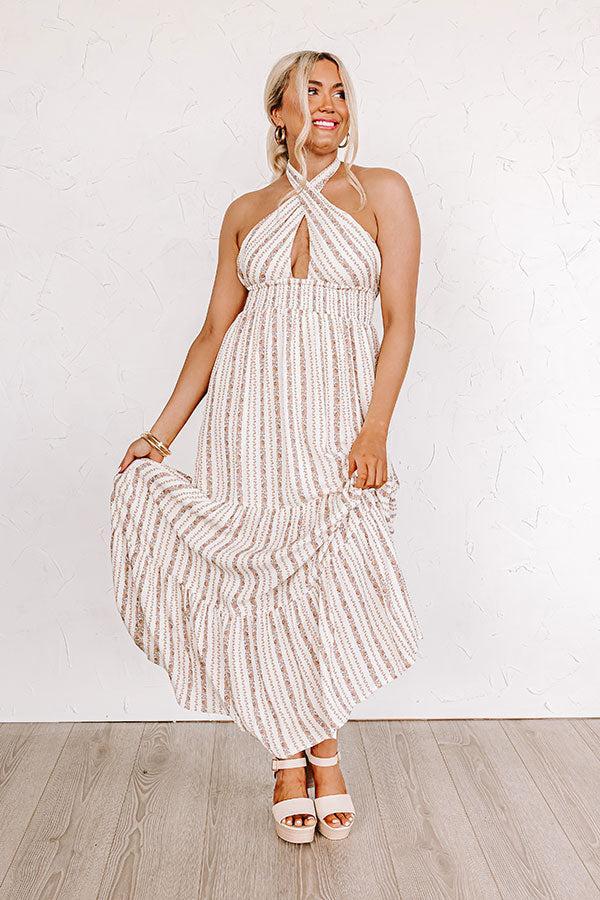 Bahama Nights Halter Maxi In Iced Latte Product Image