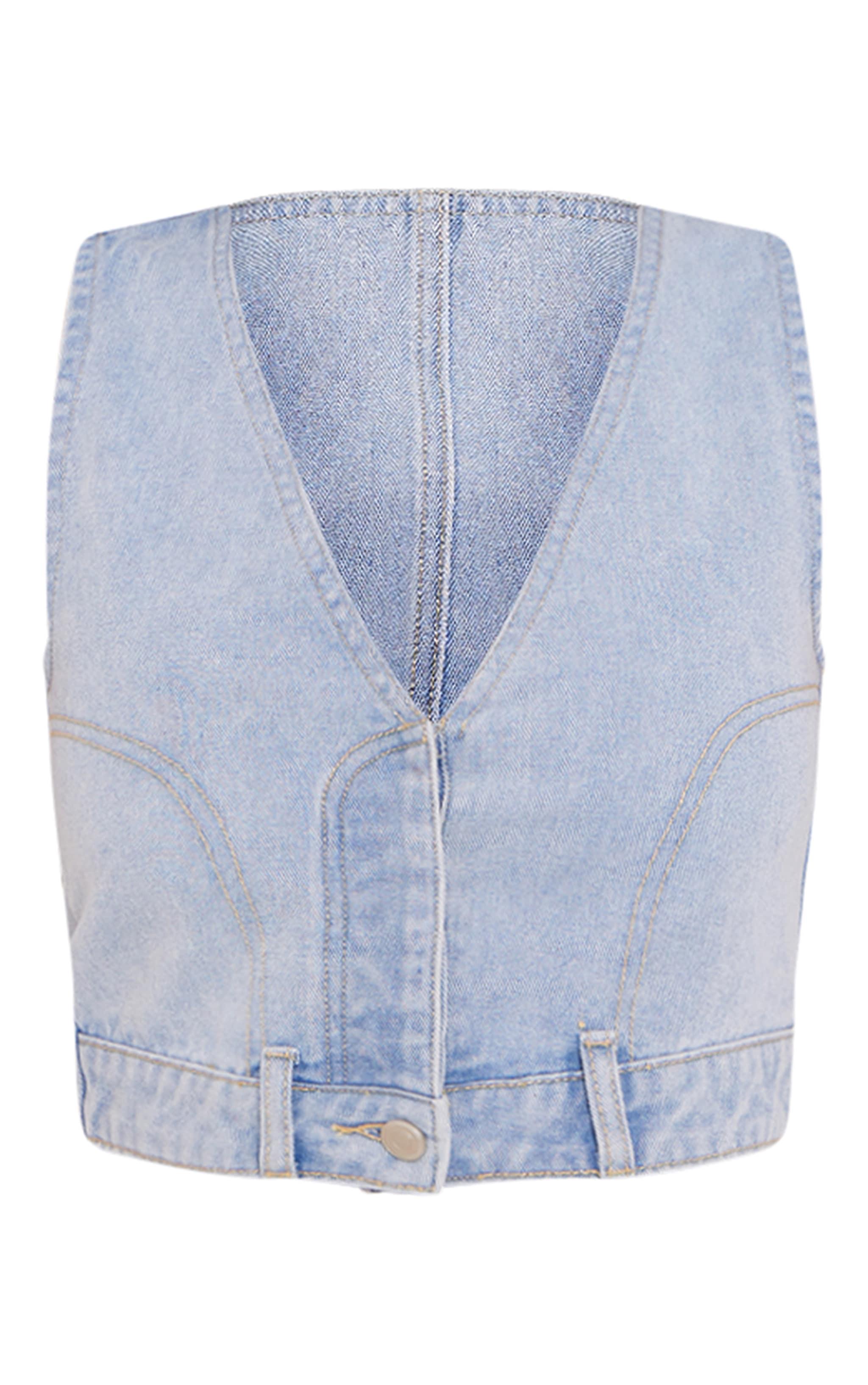 Light Blue Upside Down Jean Denim Vest Product Image