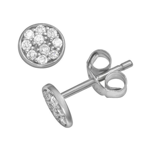 Sophie Miller Sterling Silver Cubic Zirconia Disc Stud Earrings, Womens, White Product Image