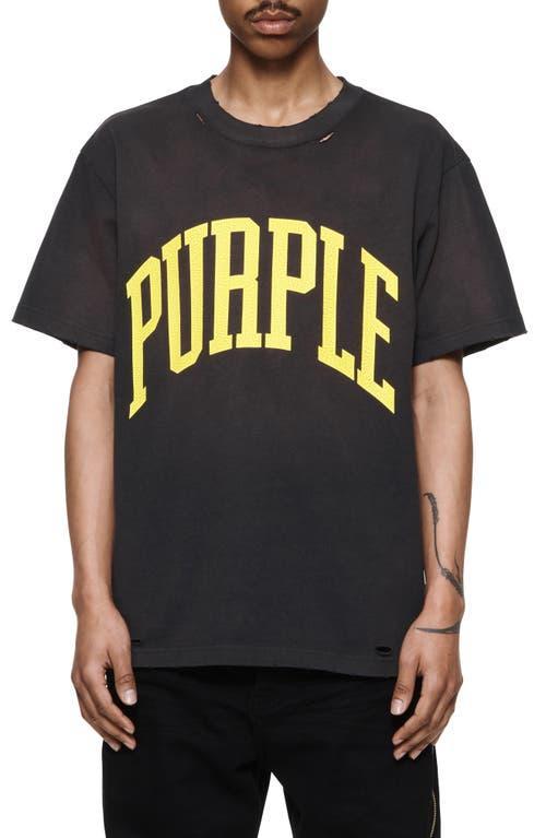 PURPLE BRAND Distressed Cotton Jersey Logo Graphic T-Shirt Product Image