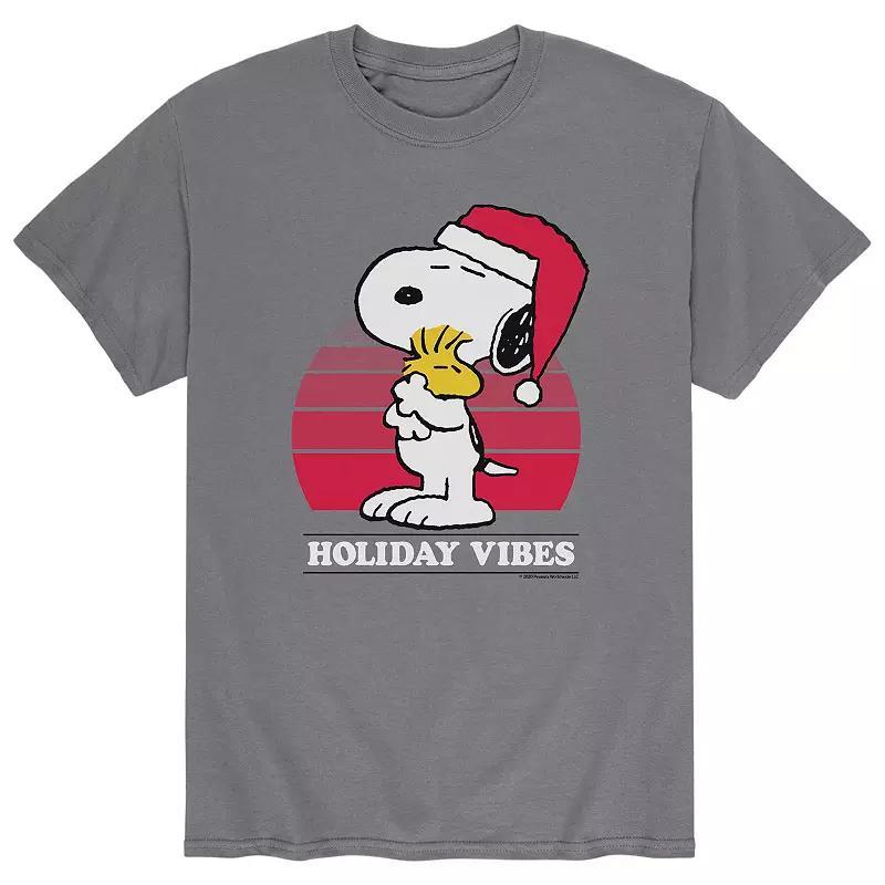 Mens Peanuts Holiday Vibes Tee Grey Product Image