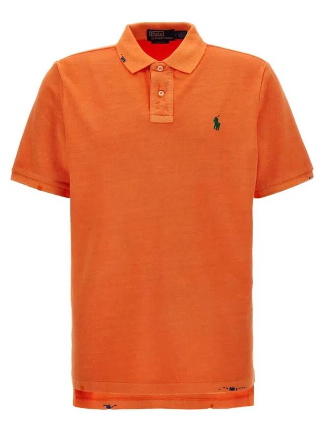 Logo Embroidery Polo Shirt In Orange Product Image