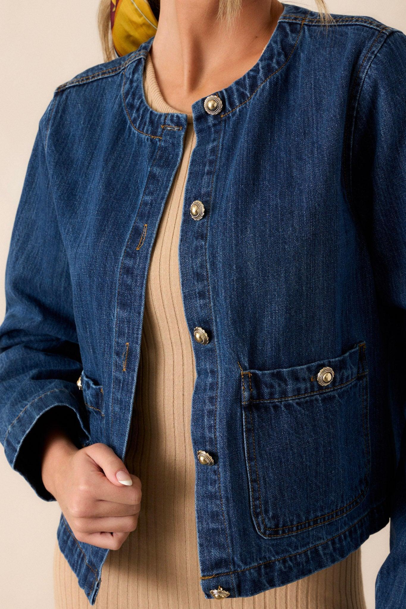 Leave It To Me Dark Wash Denim Jacket Product Image