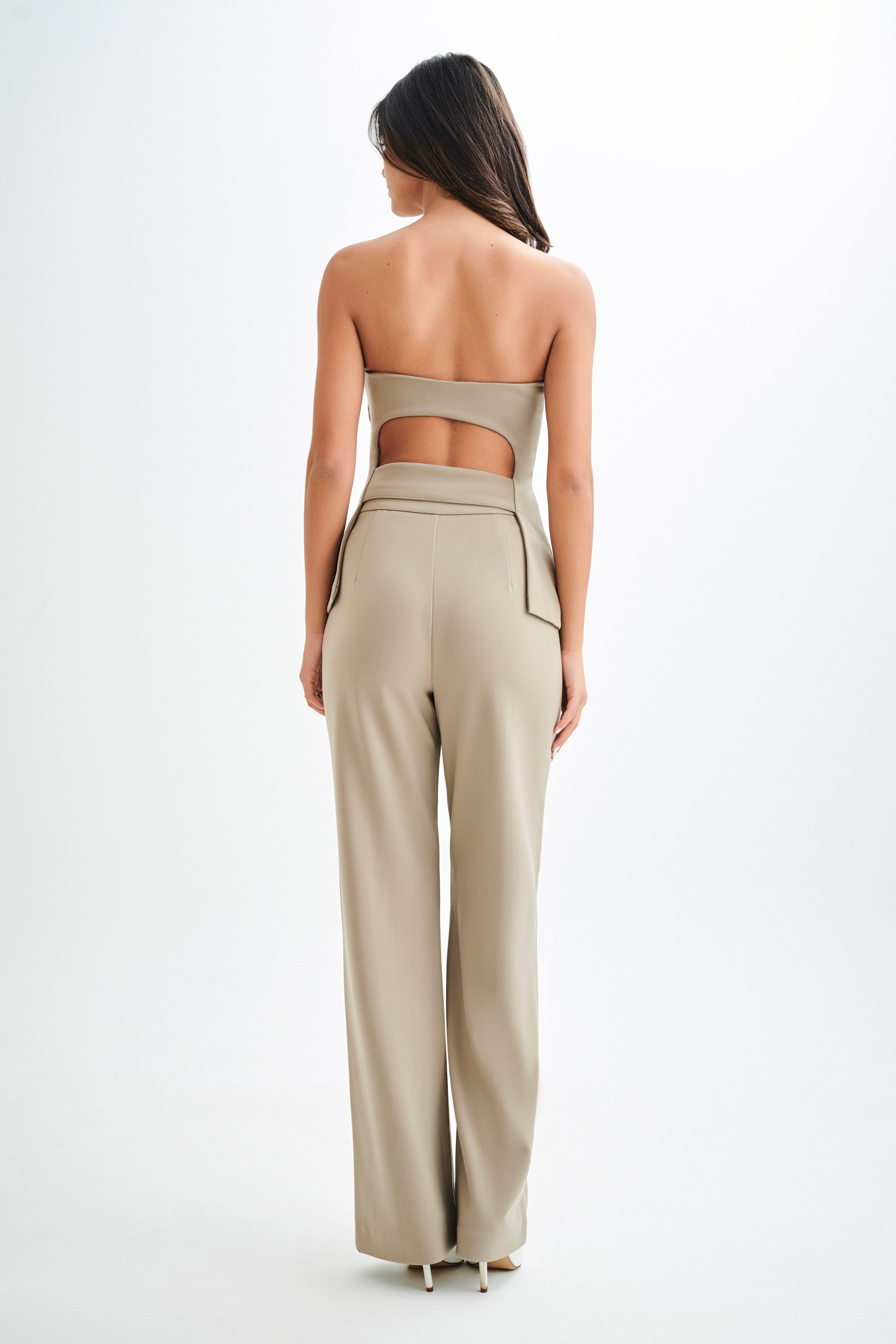 Antonia Pleated Wide Leg Pants - Mushroom Product Image