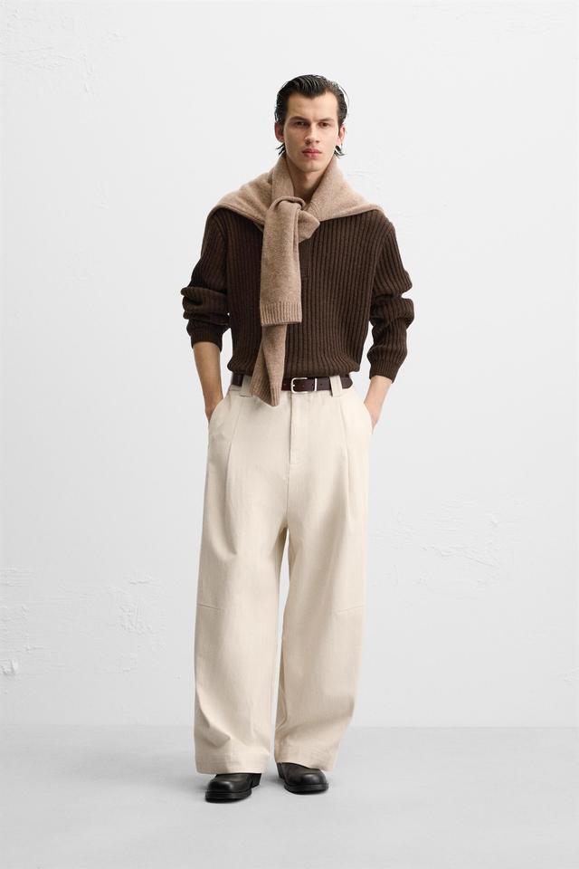 HERRINGBONE WIDE FIT PANTS Product Image